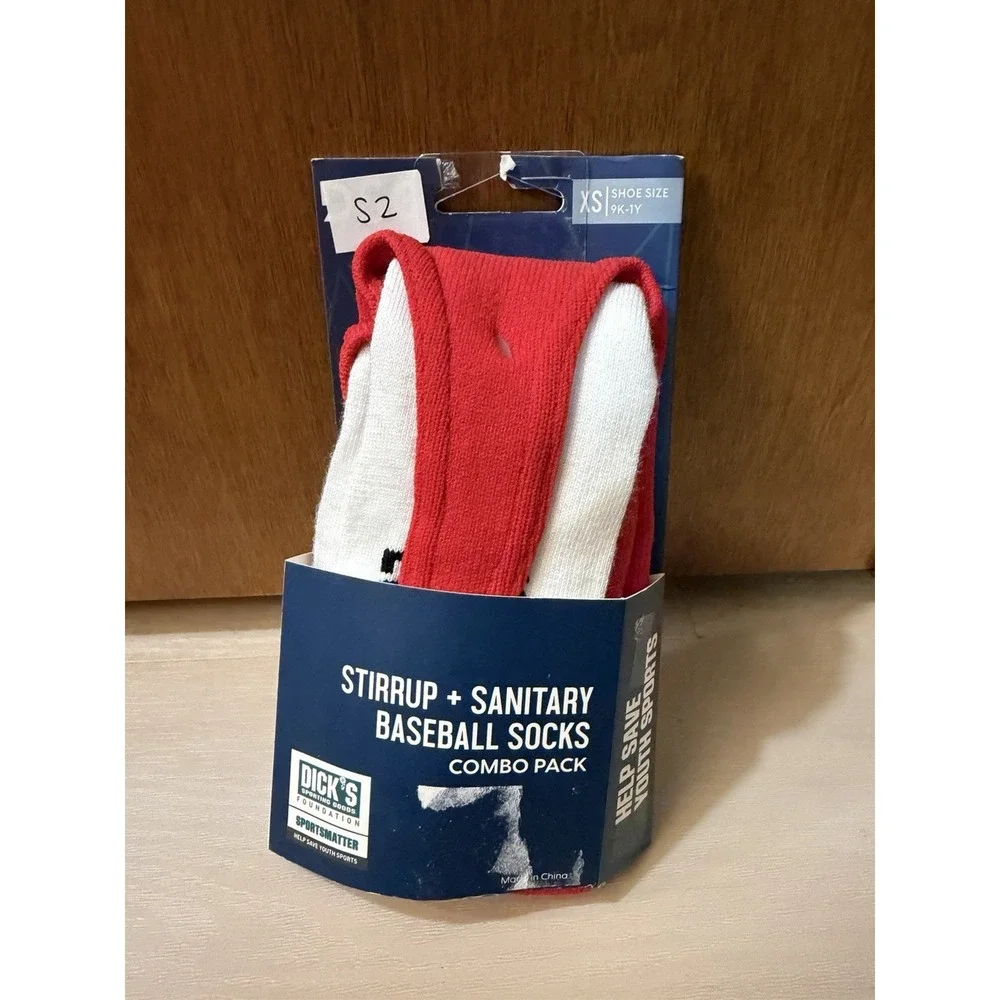 DSG Stirrup + Sanitary Baseball Socks Red and White, Youth XS 9K-1Y New In Pkg